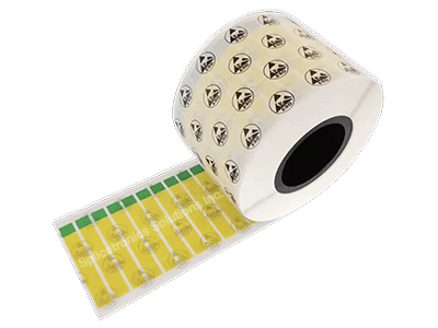 A roll of yellow and green reel sealer strips
