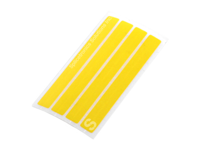 Four strips of yellow single splice tape 8mm