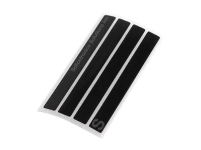 Four strips of black ESD safe single splice tape, size 8mm.